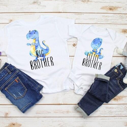 Big Brother Tees 1PC Dinosaur Big Brother Little Brother Shirt Brother Tops Sibling Shirts Coming Home Outfit Baby Bodysuit