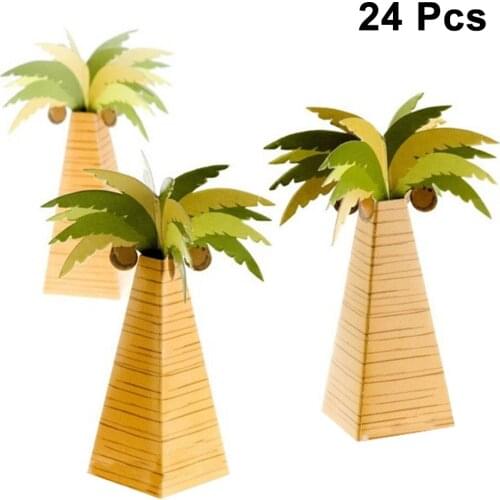 24pc Palm Tree Candy Box Coconut Palm Tree Candy Wrapper Wedding Party Favor Box Baby Shower Birthday Gift Bag Wrapping Supplies