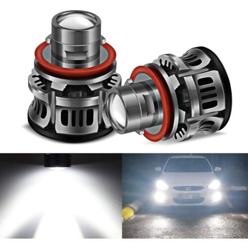 2X H11 LED Project Headlight Car Lamp 9006 HB4 9005 HB3 LED Bulb Projector Lens Devil Angel Eyes H8 Fog Light 12V 6500K 15000LM