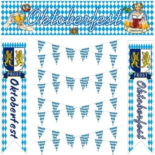 4Pcs Beer Festival Banners Party Decorations Props Oktoberfest Sign Flags Wall Vertical Banners Hanging Flag Pennant Banner
