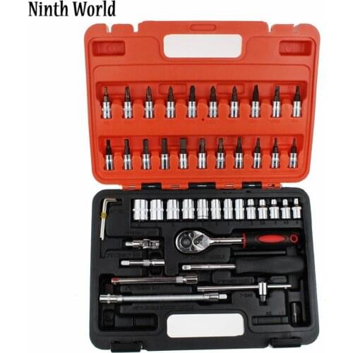 46pcs 1/4-Inch Socket Set Car Repair Tool Ratchet Torque Wrench Combo Tools Kit Auto Repairing Tool Kit