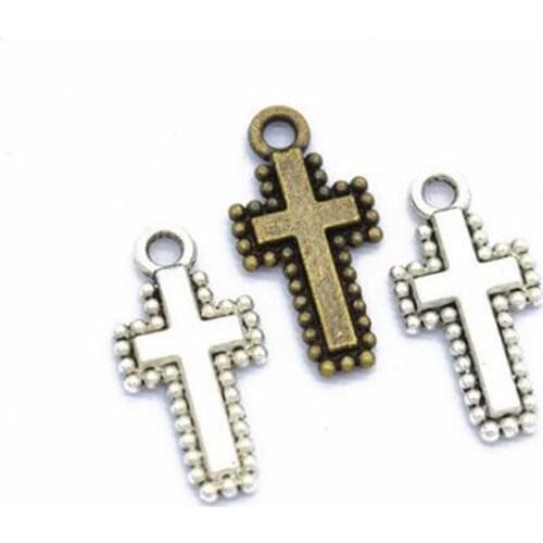 50pcs/lot Antique Silver / Antique Bronze Plated Alloy Crosses Charm Pendant Handmade Hanging Crafts 20x10mm
