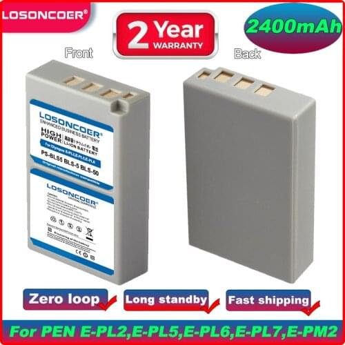 2400mAh PS-BLS5 BLS-5 BLS5 BLS-50 BLS50 Battery For Olympus PEN E-PL2,E-PL5,E-PL6,E-PL7,E-PM2, OM-D E-M10, E-M10 II, Stylus1