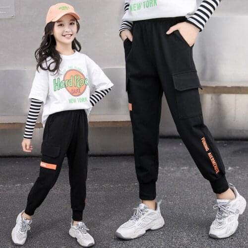 Girls Cargo Pants Spring Autumn 2021 New Style Childrens Sports Casual Pants Big Childrens Trousers Outer Wear