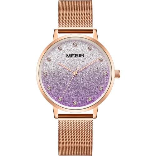 MEGIR Lady Watch for Woman Luxury Women Watches Waterproof Rose Gold Fashion Ladies Wristwatch Montre Femme Relogio Feminino