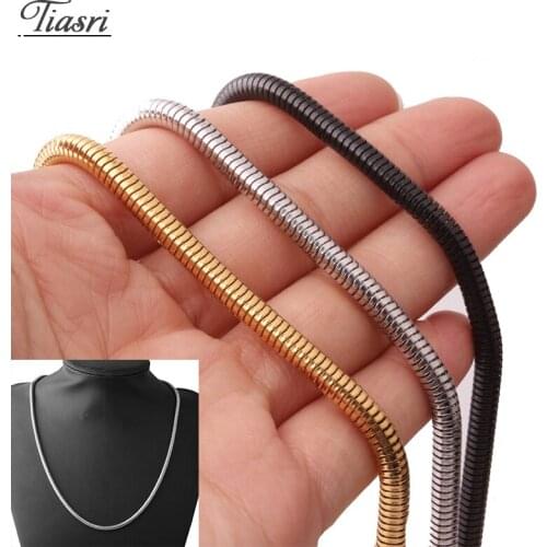 Tiasri 4mm Pole-Chain Men Women Necklace High Quality Stainless Steel Choker Halloween Friend Gifts Punk Hip-Hop Style Jewelry
