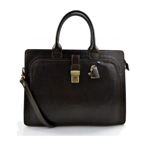 Leather briefcase office document bag business executive briefcase dark brown