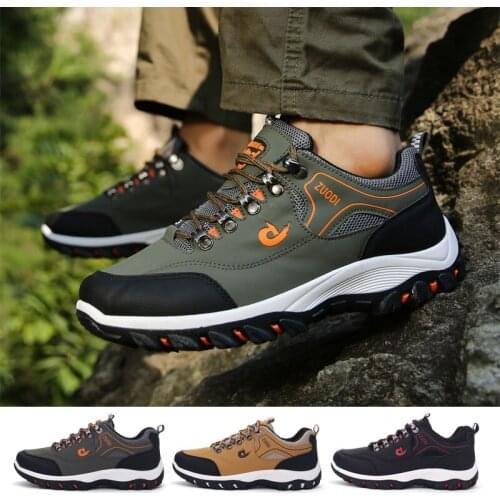 Shoes 2021 Hiking Outdoor Waterproof Men Combat Desert Casual Trekking Shoes Leather Woodland Hunting Tactical Sneakers Big Size