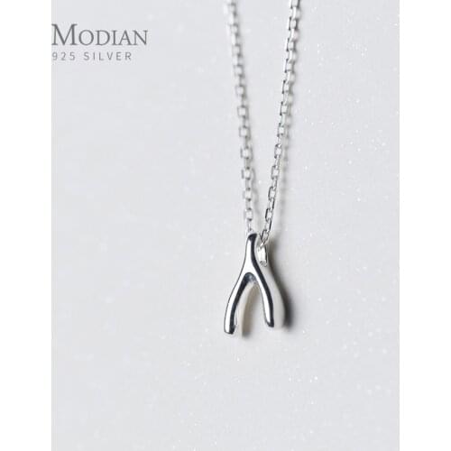 Modian Fashion Geometric Y-Shape Pendant Necklace for Women Adjustable Sterling Silver 925 Link Chain Necklace Fine Jewelry Gift