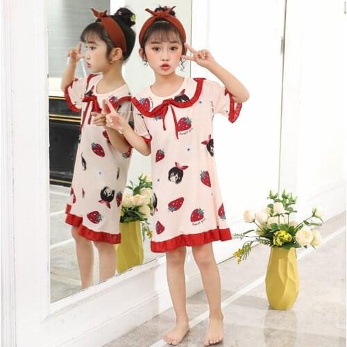 Fashion Children Clothing Summer Girls Dresses Baby Pajamas Cotton Princess Nightdress Girl Sleepwear Kids Cartoon Nightgown