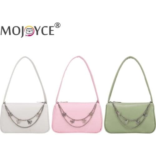 Fashion Women Shoulder Bags Butterfly Chain Solid Color Mini Ladies Underarm Single Shoulder Handbags for Shopping