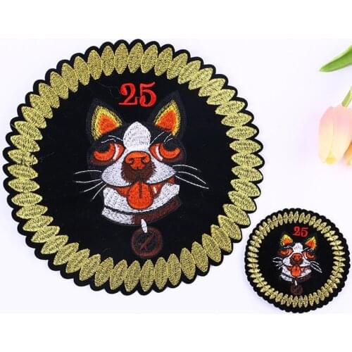 50pcs/Lot Embroidery Patches Letters Clothing Decoration Accessories Round Dog Alternative Diy Iron Heat Transfer Applique