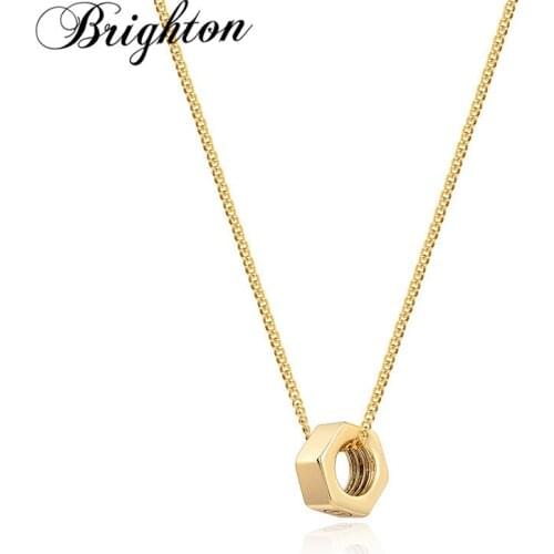 Brighton New Fashion Geometric Carve 11 Pendant Necklaces For Women Alloy Simple Choker Trendy Statement Jewelry Wholesale