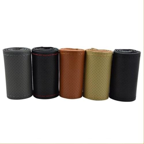 DIY Genuine leather steering wheel cover soft Sew steering cover Classical car steering wheel cover for diameter 38cm
