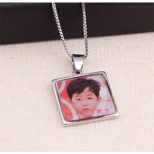 Custom Color Photo Square Necklace Valentines Gifts Personalized Stainless steel Necklaces For Women Men Hip Hop Top Jewelry
