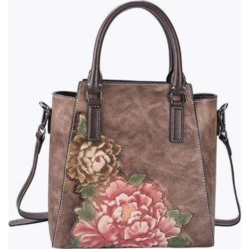 Luxury Handmade Handbags Women Genuine Leather Bags Female Flower Designer Real Cowhide Leather Shoulder & Crossbody Bags Tote
