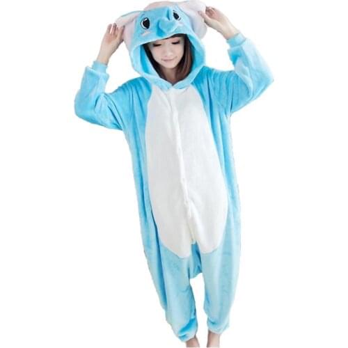 Blue Elephant Onesie Adult Unisex Cosplay Costume Flannel Animal Pajamas All In One Party Sleepwear Cartoon Elephant Jumpsuit