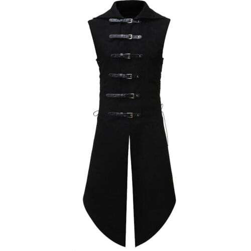 Medieval Mens Sleeveless Costume Victorian Top Jacket Medieval Vintage Outfit Costume Halloween Cosplay S-2XL