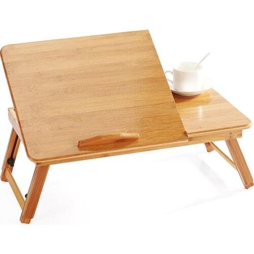 Ergonomics Adjustable Laptop Desk Pure Yellow Bamboo Table Foldable Breakfast Serving Bed Tray Cozy USA Russia Stock