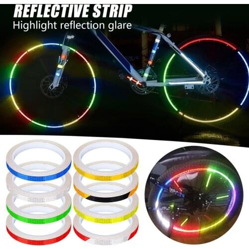 1cm*8m Body Decoration Sticker Motorcycle Bike Reflective Sticker Mountain Bike Bike Tape Safety Decoration Sticker Accessories