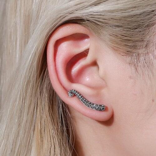 Fashion Octopus Tentacle Earring Vintage Punk Ear Piercing Cuff Clip-On Pin Earrings For Women Men Hip Hop Stud Earring Jewelry