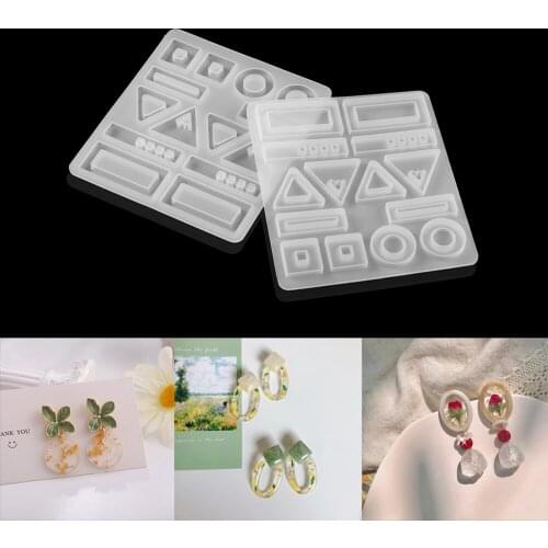 Resin Mirror DIY Crystal Epoxy Earring Ear Pendant Mould Geometric Collection Mold Resin Pendants Molds for DIY Jewelry Making