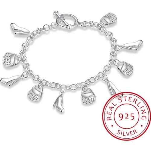 LEKANI Latest Style 925 Sterling Silver Link Chain Horse Bracelet Horseshoe Charms Bracelets For Women Fine Jewelry