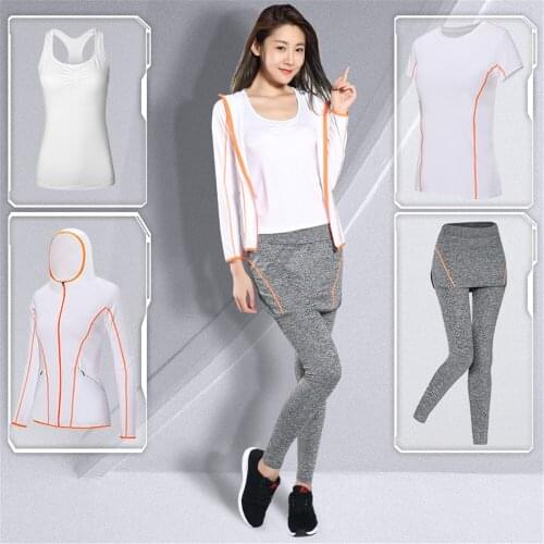 Gym Yoga Sets Hooded Coat+T Shirt+Bra+Pants Women Yoga 4 Pieces set Fitness Sports Clothing Style Fashion Hot Female Sexy Unique