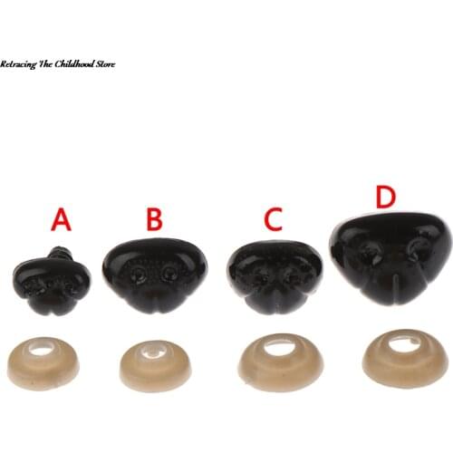 10pcs/bag Craft DIY Black Oval Ellipse Oblong Doll Safety Nose Eyes for Bear Stuffed Toys Snap Animal with Plug Washers