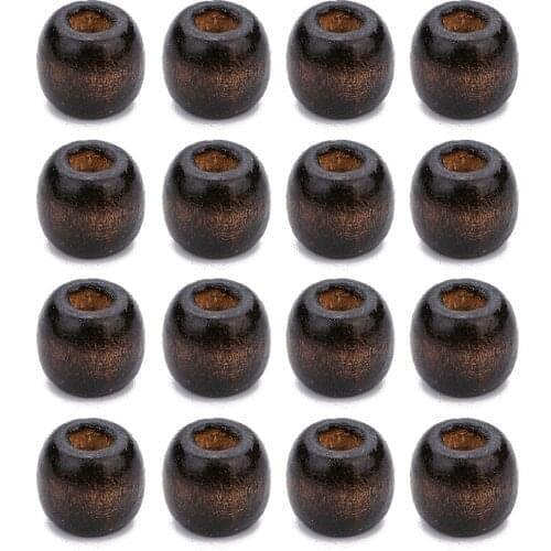 100pcs Natural Deep Brown Color Wood Bead Barrel Shape Beads Loose Spacer Charm No Harm Bead for DIY Kid Jewelry Makings