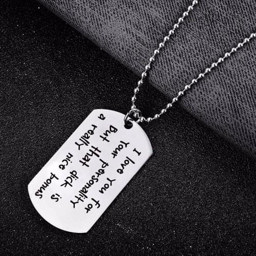 12PC/Lot Charm I Love You Stainless Steel Dog Tag Pendant Couple Wife Husband Girlfriend Boyfriend Chain Necklace Funny Gift New