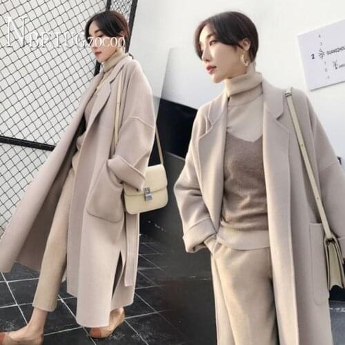 2020 Korean Women Woolen Coat Thick Plus Size Autumn Winter Female Overcoat