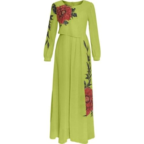 2021 Summer Dresses for Women African Print Chiffon Abaya Ankara Dashiki Maxi Dress Long Sleeve Elegant Ladies Clothes Boubou