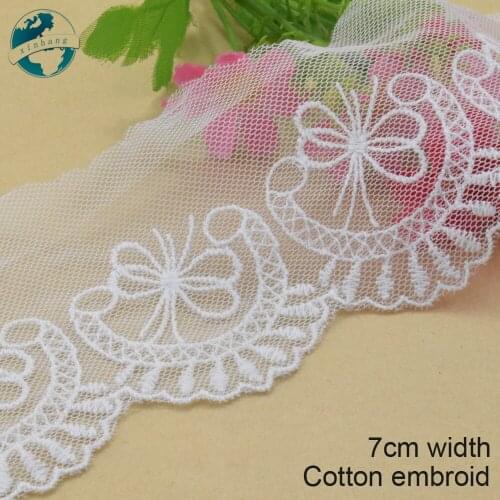 3yards 7cm wide Cotton embroid lace edge sewing ribbon guipure trim wedding lace DIY Garment Accessories african doll lace#3946