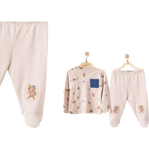 Andywawa AC21087 Bear Camp 2li Bebe Suit Beige