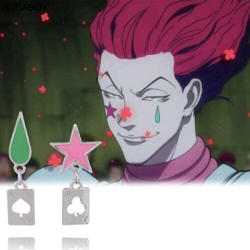 Anime HUNTER X HUNTER Hisoka Cosplay Earrings Stars Teardrop Poker Earring Stud For Women Men Ear Clip Jewelry Accessories