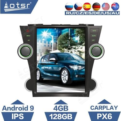 Tesla Style Screen Android 9 PX6 Car Player For Toyota Highlander Kluger 2008 - 2014 GPS Navigation Radio DSP CarPlay Autostereo