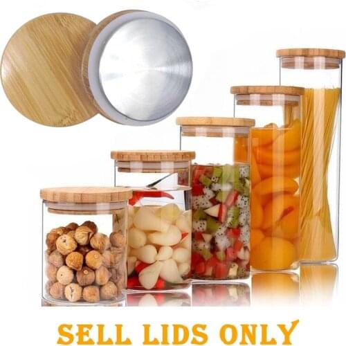 Bamboo food packaging bottles seal glass jar lids sealed mason jar covers for box tea with metal cover quality 85cm 10pcs/lot