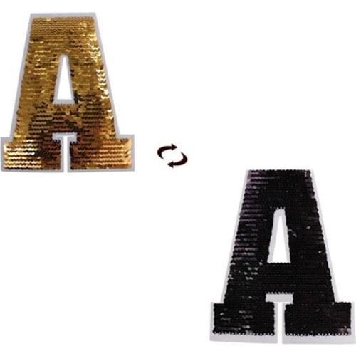 ShinEquin Godlen A AB flip the double sided Patches for clothing Diy Reversible change color sequins Patch T-shirt 3D Stickers