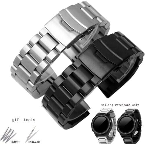 22 24 26mm Men thick Pure Solid stainless steel Brushed Watch Strap Deployment buckle Bracelets