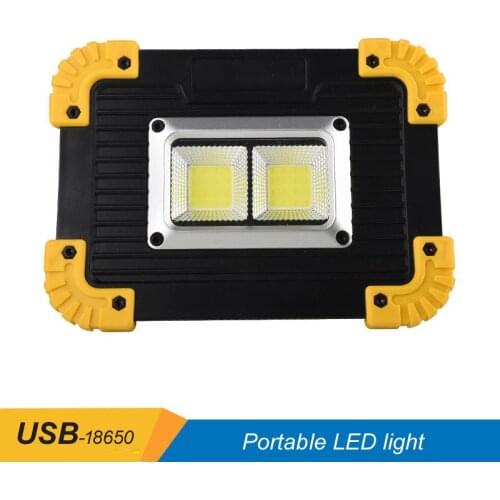 COB Portable Spotlight Led Work Light USB Rechargeable Flashlight Outdoor Travel Lamp For Camping Lantern Use 18650 Battery 2pcs