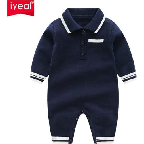 IYEAL Newborn Infant Kids Baby Boy Age 0-12M Turn -down Collar Toddler Children Clothing Long Sleeved Spring Autumn Baby Clothes
