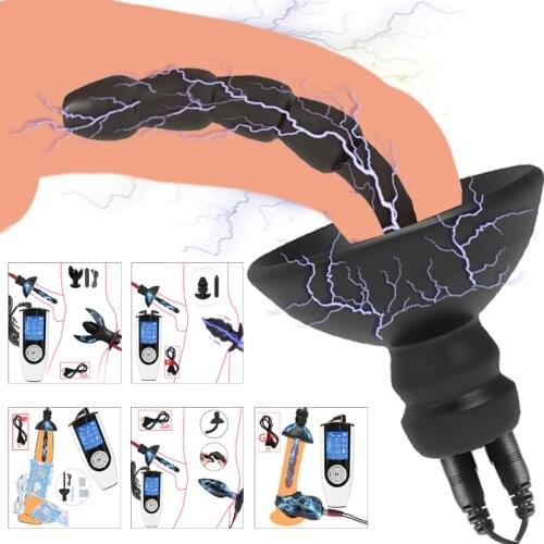 Electric Shock Penis/Anal Plug E-Stim Scrotum Sleeve Urethral Dilator Prostate Massage Vibrator BDSM Male Chastity Sex Tool Kits