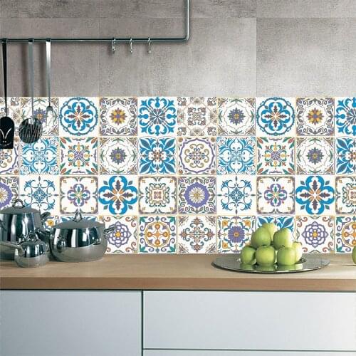 European Style Strip Tiles Wall Stickers Cupboard Bathroom Kitchen Waist Line Decoration Wallpaper Peel & Stick Art Wall Decor