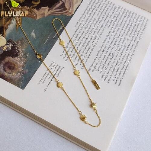 Flyleaf Gold Multi-element Star Clavicle Chain Necklaces & Pendants Real 925 Sterling Silver Necklace For Women Fine Jewelry