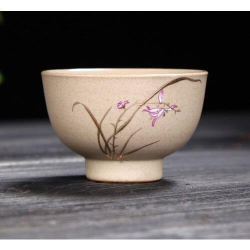Personal Pu'er tea cup Vintage drawing gold single cup Japanese style teacup ceramic stoneware teacup