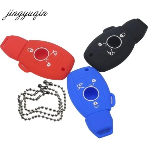 Jingyuqin 10pcs/lot Silicone Cover Key For Mercedes For Benz Fob Remote Case Smart A C E S Class Slk Cl Rubber Key Case