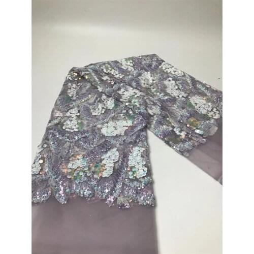 Pretty Design 19JRB-2130604 Nigerian Lace Fabric with Sequins Fashion Embroidery Material French for Wedding or Party Show Dress