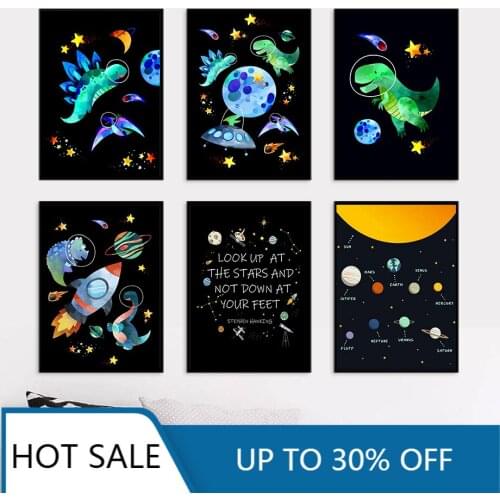Creativity Dinosaur Planet Spaceship Wall Art Canvas Painting Posters Prints Nordic Wall Decor Baby Kids Room Home Decoration