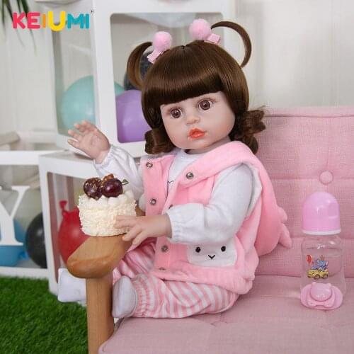 KEIUMI 19 Inch Cute Alive Reborn Baby Doll Soft Touch Fast Delivery Reborn Baby Girl For Childrens Toys